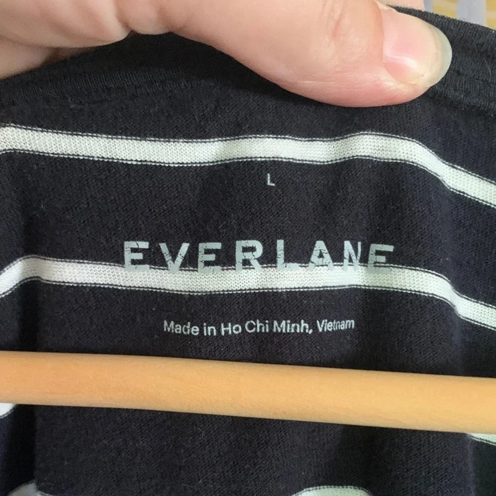 Everlane Black and White Striped Short Sleeve Tee - Picture 2 of 5